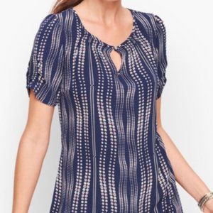 Talbots Short sleeve  Floral print Blouse Navy Blue SP